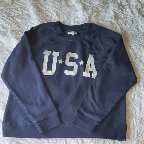 Grayson Threads cropped USA navy sweatshirt